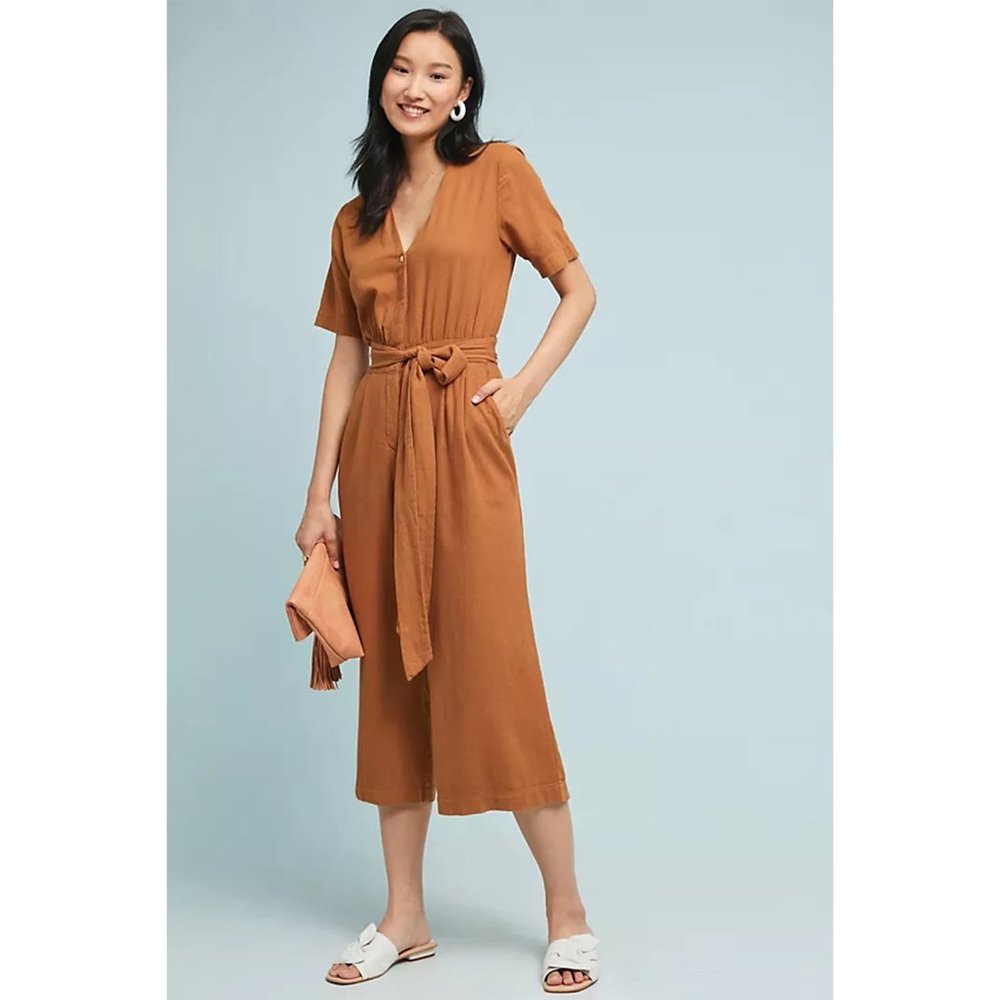 Anthropologie Birds of Paradis by Trovata Bella Cropped Jumpsuit Sz 2